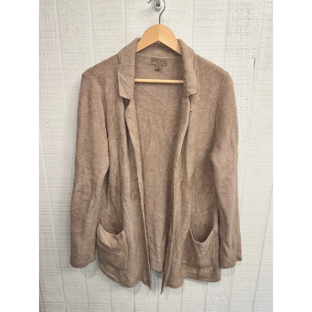 Barefoot Dreams Cardigan Women Tan CozyChic Lite Notched Lapel Blazer M